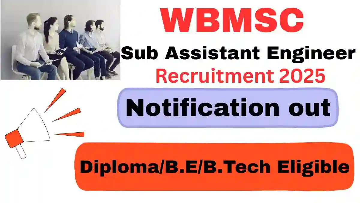 WBMSC Sub Assistant Engineer Recruitment 2025